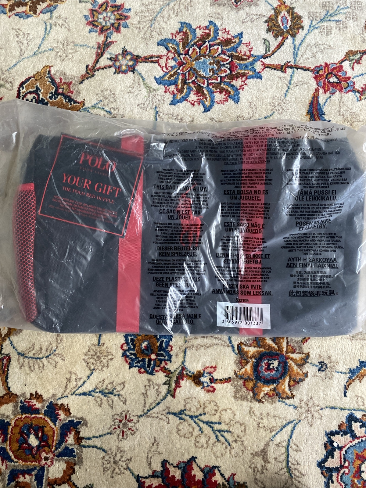 PONY Borsa da viaggio RALPH LAUREN FRAGRANCES da uomo poliestere grande polo rosso borsone NERA