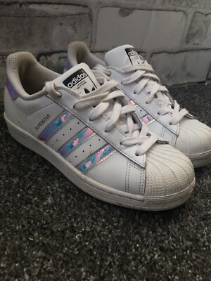 Adidas Superstars Size Holographic Iridescent White/Silver UK