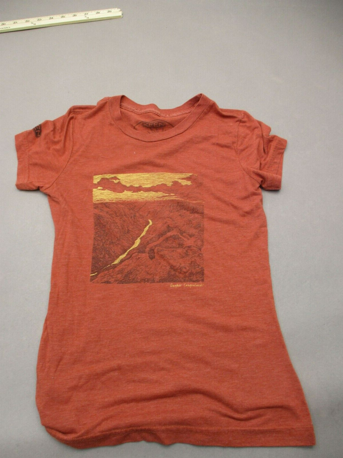 T shirt KEEN taglia S ragazza multicolore stampata girocollo manica corta aderente 332