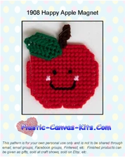 Happy Apple Magnet-Plastic Canvas Pattern or Kit