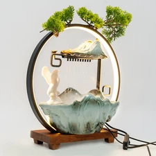 Tabletop Water Fountain Indoor Waterfall with LED Light Mist Desk Fountain 110V