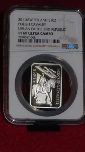 2011 Poland Uhlan of the 2nd Republic Cavalry .925 Silver Coin NGC Graded PR69  
