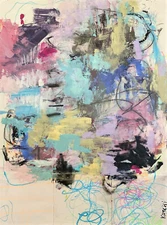 OOAK original painting artwork Contemporary Abstract Urban rawArt Colorful byKat