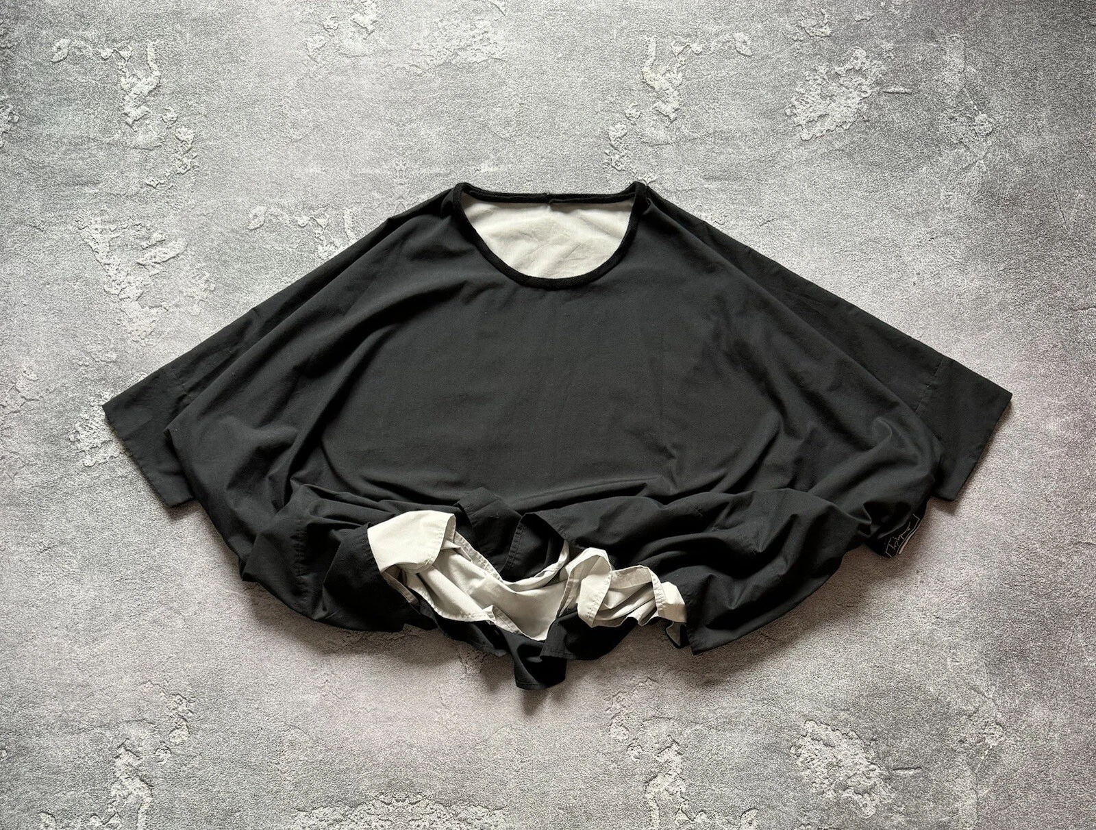 Barbara Lang Reversible Relaxed Oversized Cape Poncho Dress Avantgarde Black/Whi