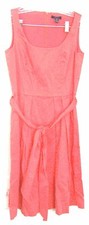 Chaps Dark Coral Pink Fitted Summer Dress with Strap Belt Sleeveless Dress Sz 8