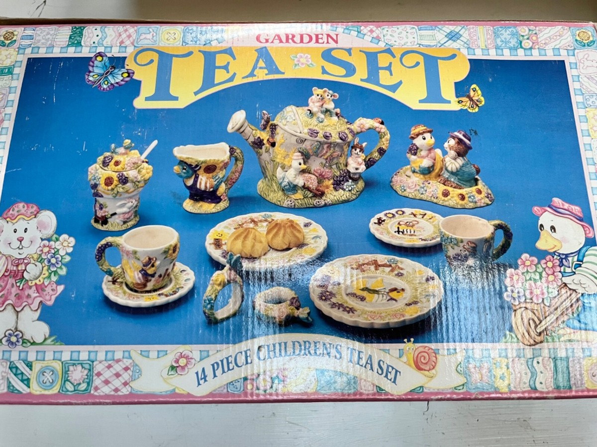 Vintage Miniature Garden Tea Set Children's 90s Cups Mercuries