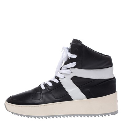 Fear Of God Black/White Leather Basketball High Top Sneakers Size