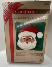 Vintage 1980 New sealed Caron Santa Latch Hook pillow kit Christmas 15 By 15 In