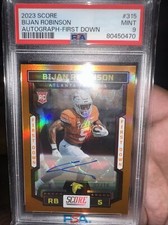 2023 Score BIJAN ROBINSON Rookie RC Auto First Down /10 Color Match UT - PSA 9
