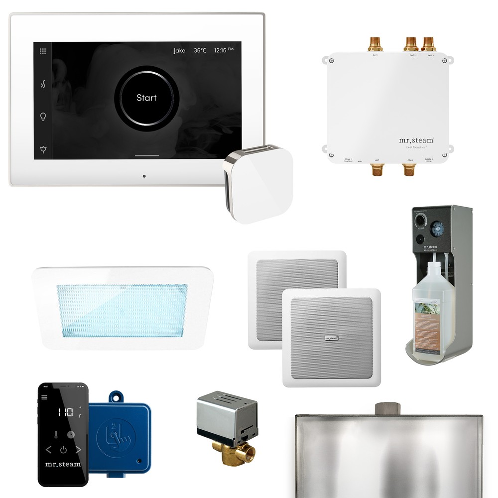 Mr Steam Bliss Steam Gen Ctrl w/iSteamX Ctrl-Aroma Glass Steamhd-Wht Pol Nickel Mr Steam Bliss Steam Gen Ctrl w/iSteamX Ctrl-Aroma Glass Steamhd-Wht Pol Nickel