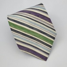 Brooks Brothers Makers Linen Silk Tie Multicolor Stripes Men Necktie 58 x 3.3/8