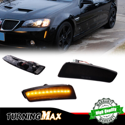Smoked Lens Amber LED Front Side Marker Lights For 2008 2009 Pontiac G8 GT GXP