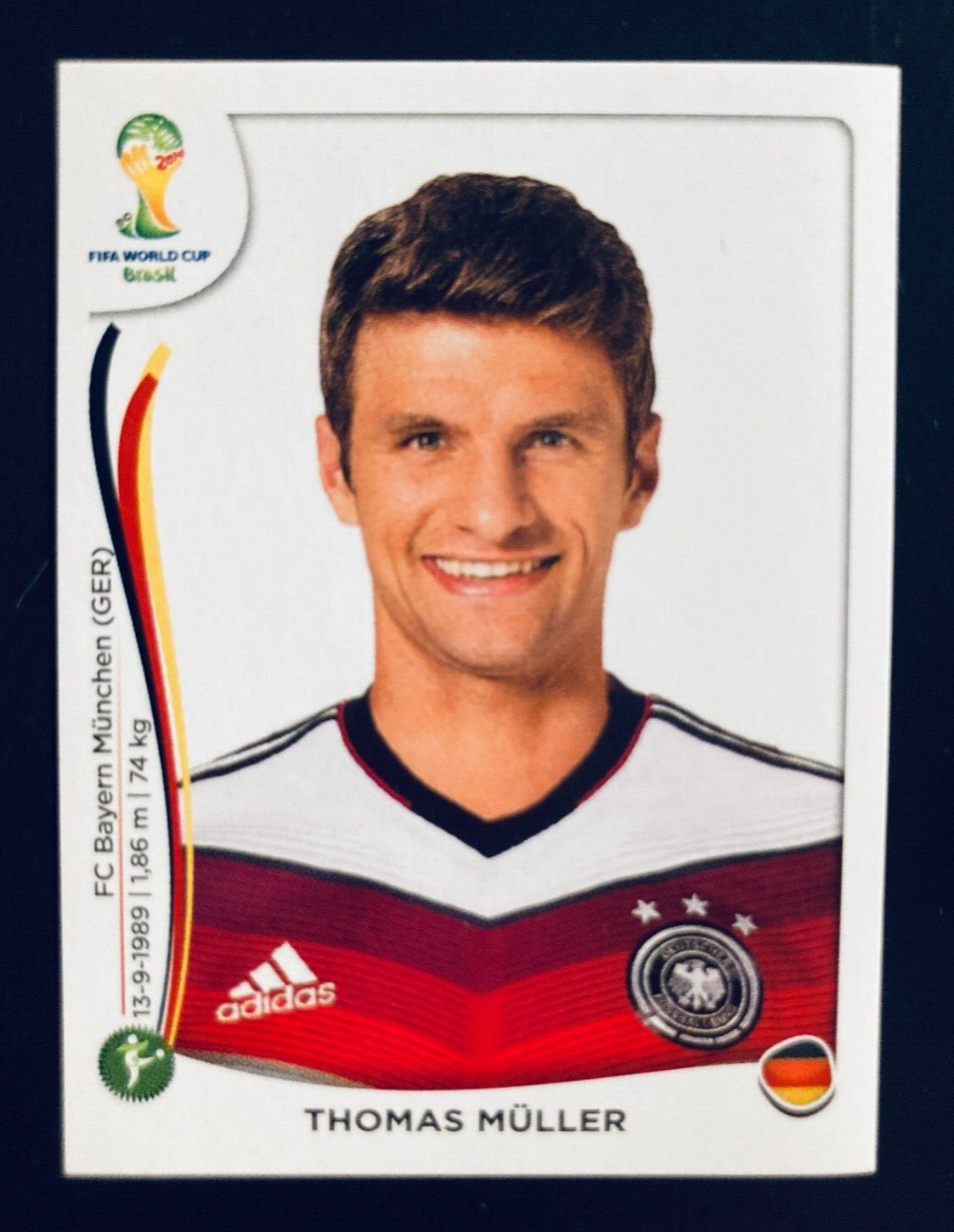 2014 Panini World Cup Brazil sticker # 505 Thomas Muller Germany