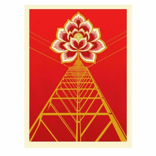 New Obey Giant FLOWER POWER BOTH RED and BLUE 2 POSTER SET Shepard Fairey #/375 - Picture 3 of 3
