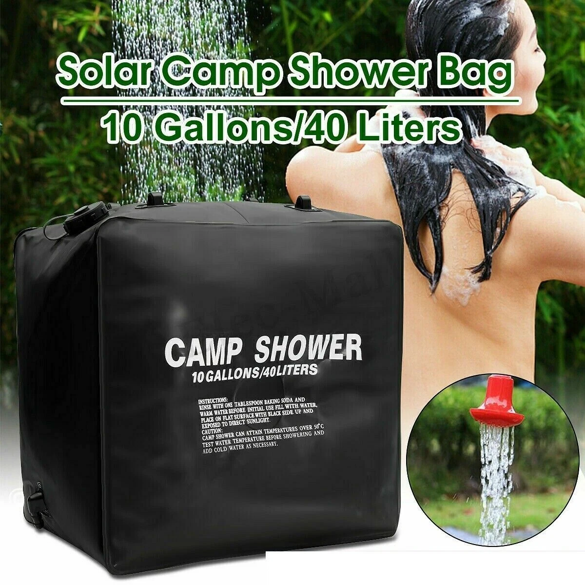 Solar Heating Camping Shower Bag 10 Gallons 40L Water Heater Outdoor Camp  Hiking | eBay
