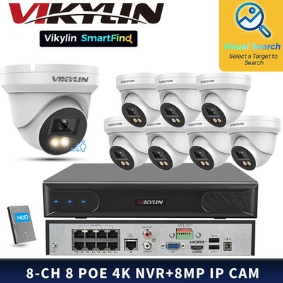 Vikylin Smartfind 8POE 8CH NVR Full Color MIC 8MP 4K Mini ip Camera homekit Lot