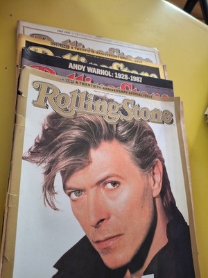 4x Vintage Rolling Stone Magazin 1987 Set | David Bowie, Andy Warhol  US-Ausgabe