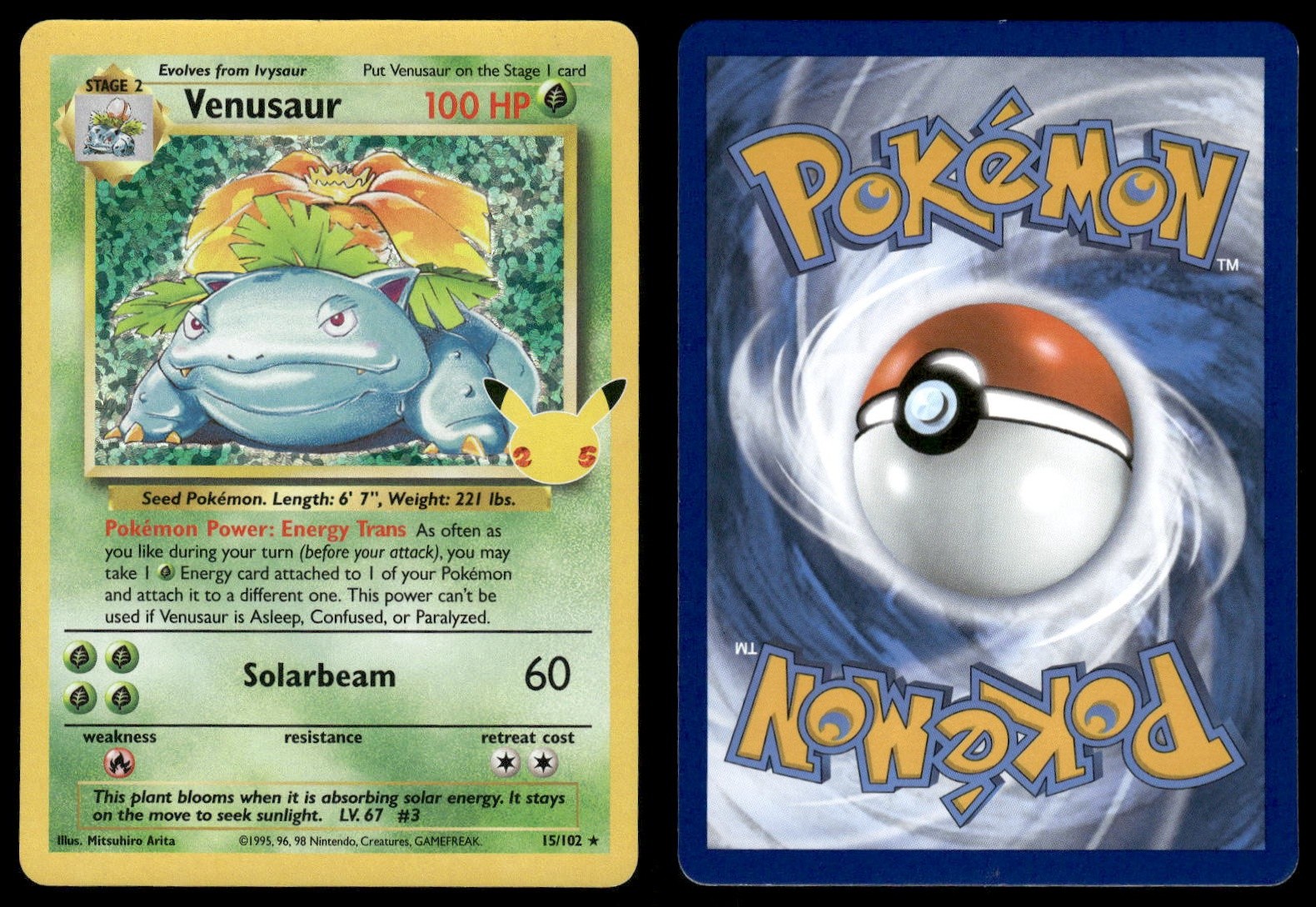 VENUSAUR 15/102 CELEBRATIONS: CLASSIC COLLECTION POKEMON HOLO NM