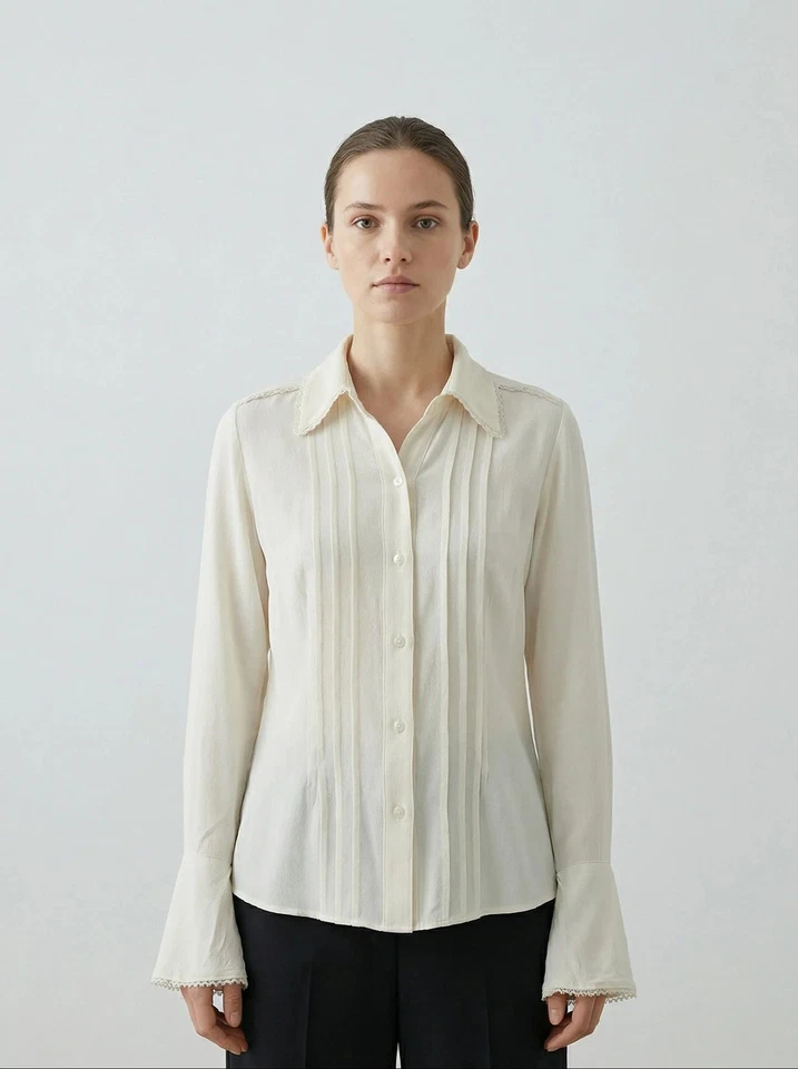 Top Melrose crème à détails plissés - Free People - Photo 1/4