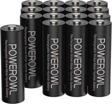 POWEROWL AA Rechargeable Batteries Pack of 16, 2800mAh High Capacity Batteries  37.04 per battery