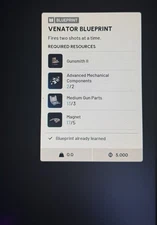 ARC Raiders Venator Blueprint - USA Seller