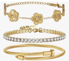 3 Piece Gold Plated Bangle Bracelet Set