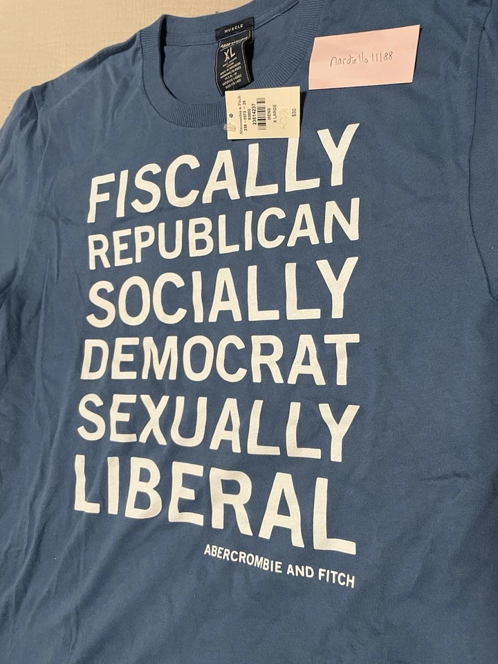 Camiseta De Colección Abercrombie & Fitch “Fiscally Republican…” Gráfica Y2K (RARA) XL Foto 2 de 4