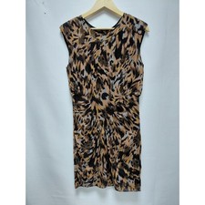 Whistles Silk Blend Animal Print Dress Knee Length Sleeveless Women 