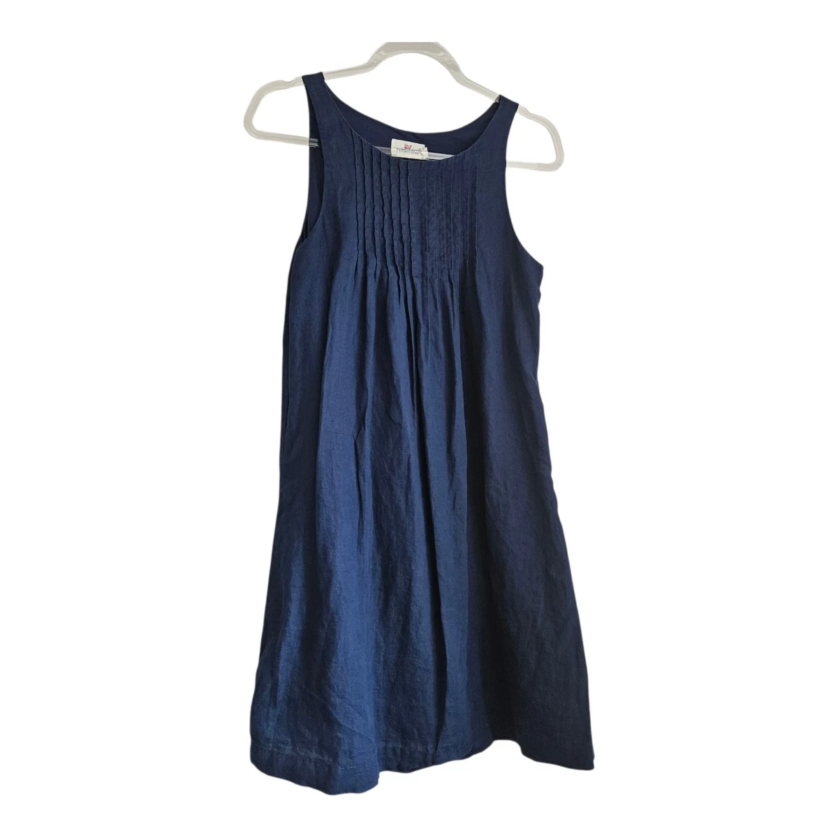 navy blue dress for baby girl Minimalist Sleeveless Linen Midi Dress with Side Slit