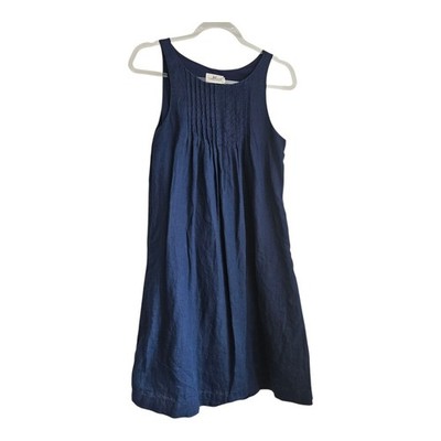 Vineyard Vines Dark Blue Linen Shift Dress Sleeveless Pintuck Lined Size 4  | eBay