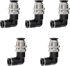 5Pcs Bulkhead Elbow 1/4" X 1/4" Tube OD Push to Connect Tube Fitting, PLM-1/4 Bu