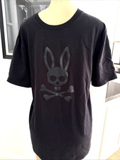 Psycho Bunny T-shirt Black Crossbone Vinyl Rubber Logo Sz 7 L See detail xcp
