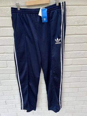 Adidas Originals Joggers Mens Large Blue Straight Shiny Trefoil Pleated SST Spo