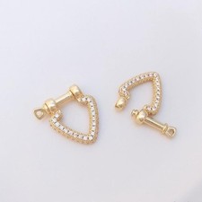 1PC 18K Gold Plated CZ Pave Screw In Clasps Closure Connector Findings GBF214