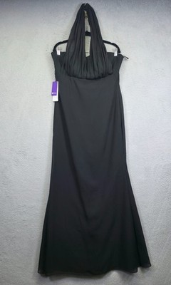 JJs House Maxi Dress Womens 16 Black Halter Pleated Evening Formal Wedding  Guest | eBay