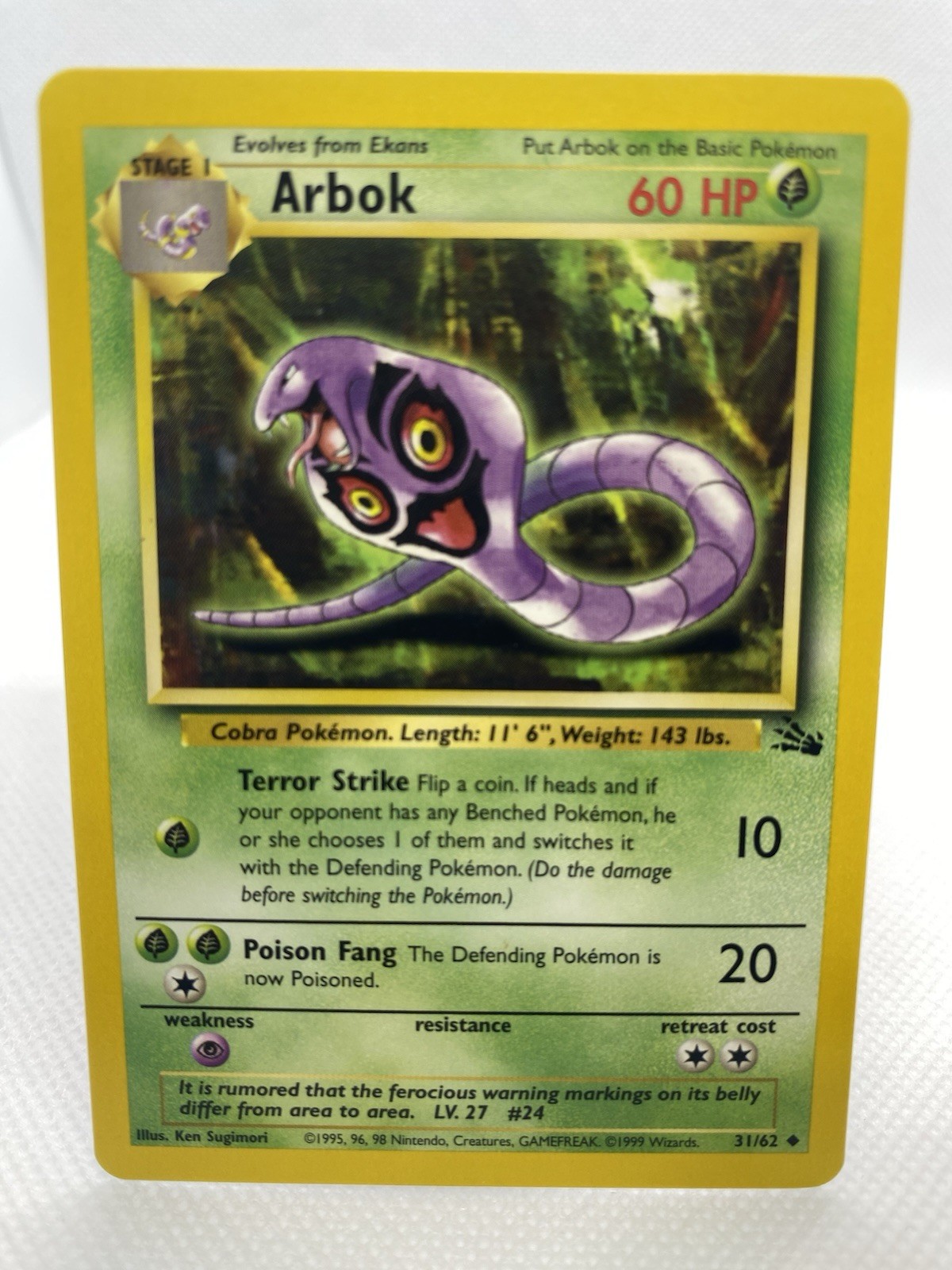 Arbok 31/62 Uncommon Fossil Pokémon Card LP
