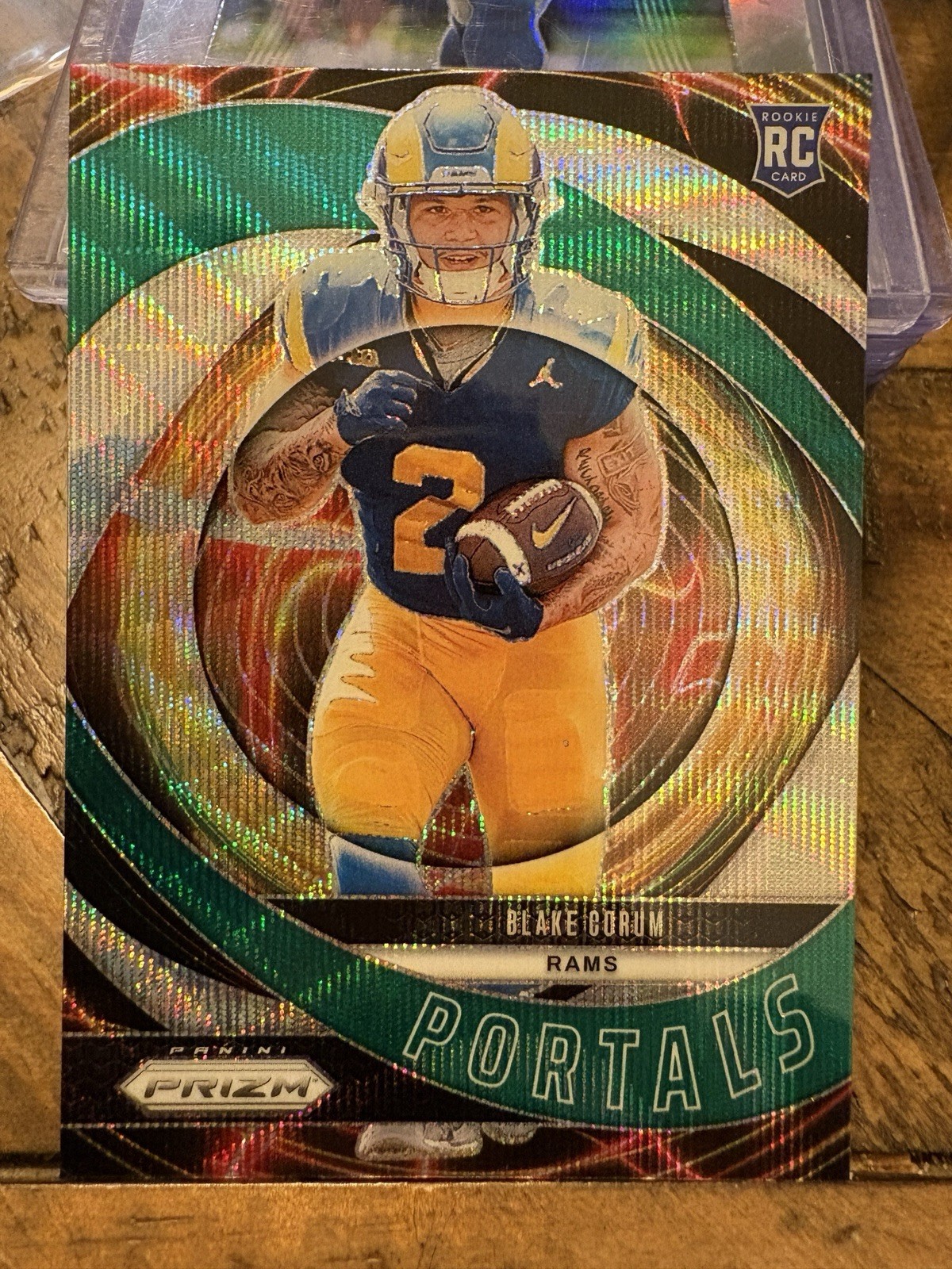 2024 Panini Prizm - Portals Blake Corum #8 Green Prizm (RC)