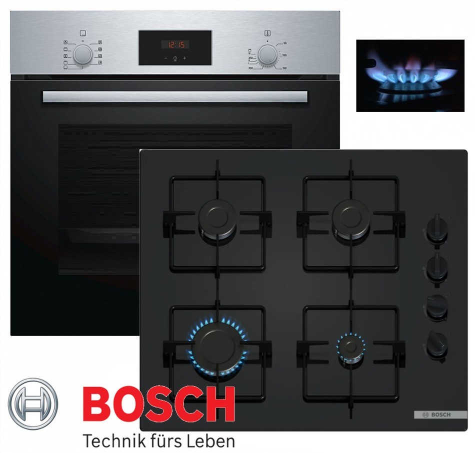 Bosch Gasherd Gas Herdset Neu Autark Set Teleskop Backofen Umluft + GAS Kochfeld