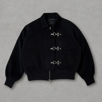 Vintage Wool Bomber Jacket Men s Fireman Clasp Aviator Military Winter Coat