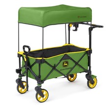 Bright Starts John Deere Pop 'N Ride Wagon with Sun Canopy, Green  Yellow