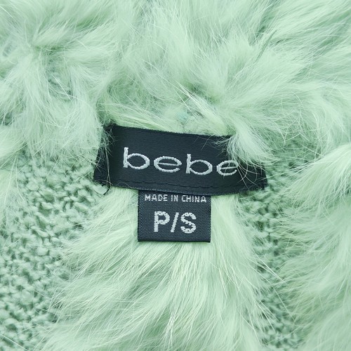Bebe Y2K Green Rabbit Fur Knit Shrug Scarf Tube Top Skirt NWOT - Picture 6 of 7