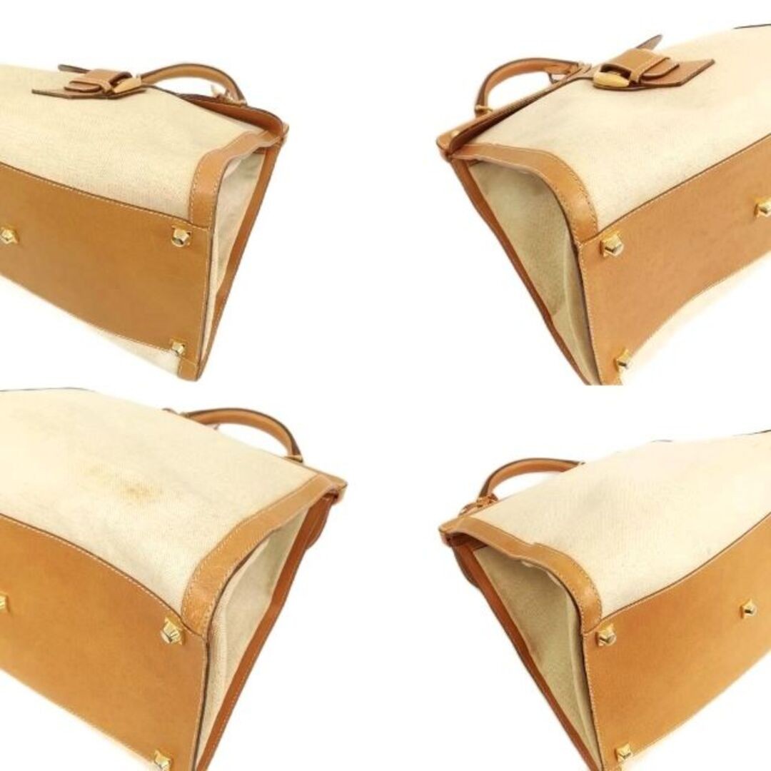 Gucci Vintage Canvas Leather Boston Bag Handbag Beige Used thumbnail 5