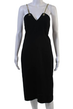 Elie Tahari Women Sheath Slip Dress Black V-N...