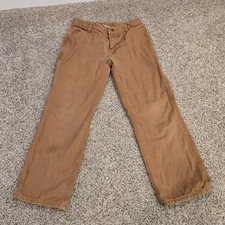 Carhartt Boys Kids Youth Pants Plaid Flannel Lined Cargo Brown Size 12 Cotton