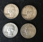 Four Silver Washington Quarters 1961,62,63,64 D Mint