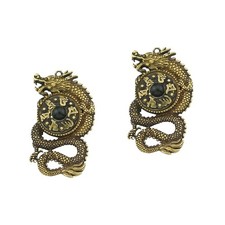  2 Pieces Dragon Pendant Charm Brass Keychain Chinese Style Traditional