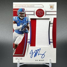 2023 Panini National Treasures Collegiate #'d /39 Jonathan Mingo RC AUTO Patch