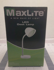 MaxLite 3.5W LED Desk Lamp USB Charging Port Adjustable Neck Switch On/Off Black