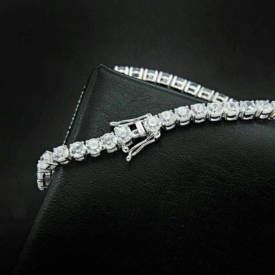 Brazalete Tenis Diamante Corte Brillante Redondo 9 Ct VVS1/D Acabado Oro Blanco 14k 7" Foto 4 de 4