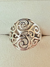 Vintage 925 Sterling Silver Ornate Filigree Scroll Band Ring Sz 6.75